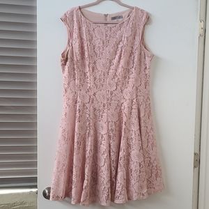 Millennial Pink Lace Knee Length Dress